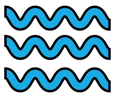 Su dalgaları, illüstrasyon, beyaz arkaplandaki vektör.