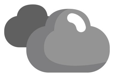 Beyaz arkaplanda gri bulutlar, illüstrasyon, vektör.