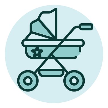 Bebek arabası, illüstrasyon, beyaz arkaplandaki vektör.