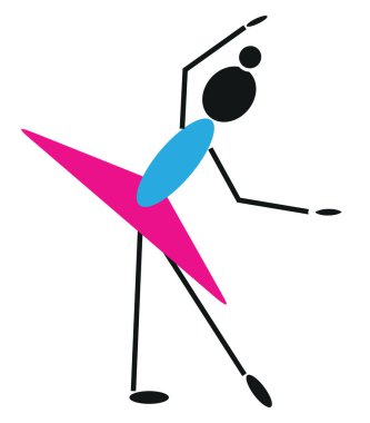 Kırmızı mavi balerin, illüstrasyon, beyaz arka planda vektör..