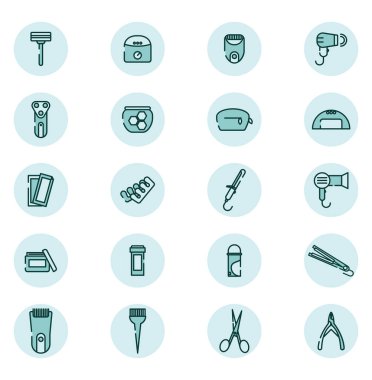 Güzellik aksesuarları, illüstrasyon, beyaz arkaplandaki vektör.