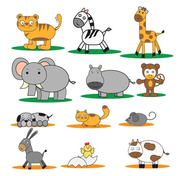 Baby Animals Illustration Vector White Background — Stock Vector