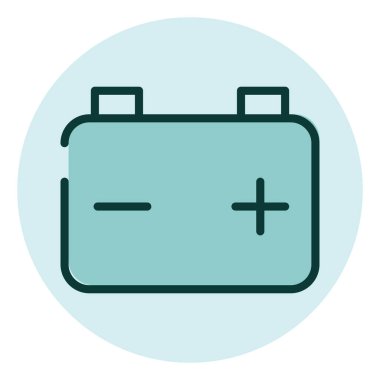 Araba aküsü, illüstrasyon, beyaz arkaplandaki vektör.