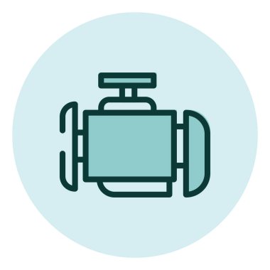 Araba motoru, illüstrasyon, beyaz arkaplandaki vektör.