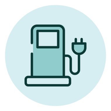 Elektro araba şarjı, illüstrasyon, beyaz arkaplan üzerindeki vektör.