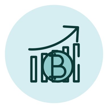 Kripto para birimi bitcoin artışı, illüstrasyon, beyaz arkaplan üzerindeki vektör.