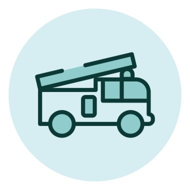 Acil itfaiye aracı, illüstrasyon, beyaz arka planda vektör..