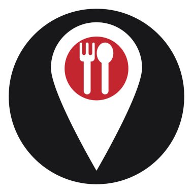 Restoran konumu, illüstrasyon, beyaz arkaplan üzerindeki vektör.