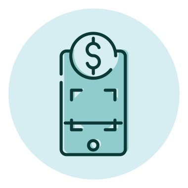 Finansal QR ödemesi, illüstrasyon, beyaz arkaplan üzerindeki vektör.