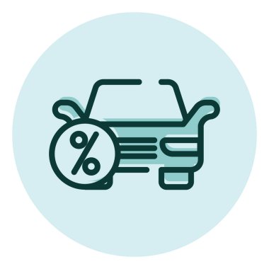 Finansal araba kredisi, illüstrasyon, beyaz arka planda vektör.