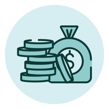 Para yığını, illüstrasyon, beyaz arkaplan üzerindeki vektör.