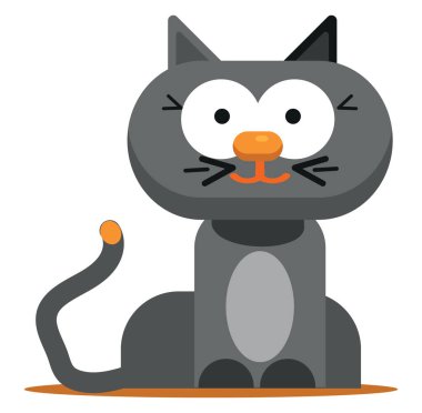 Gri kedi bakışı, illüstrasyon, beyaz arka plandaki vektör..