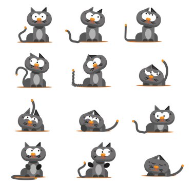 Gri kedi, illüstrasyon, beyaz arkaplanda vektör.