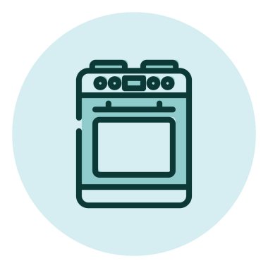 Ev yapımı elektronik fırın, illüstrasyon, beyaz arka planda vektör..