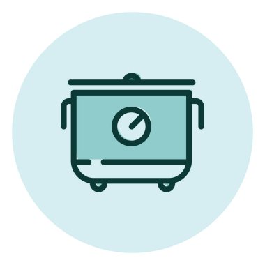 Ev elektroniği pilav pişirici, illüstrasyon, beyaz arka planda vektör..