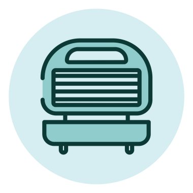 Beyaz arkaplan üzerinde ev elektroniği, sandviç tost makinesi, illüstrasyon, vektör.