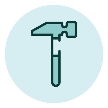 Beyaz arkaplanda çekiç aracı, illüstrasyon, vektör.