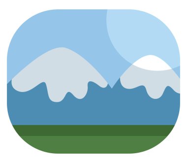 İki karlı dağ, illüstrasyon, beyaz arkaplanda vektör.