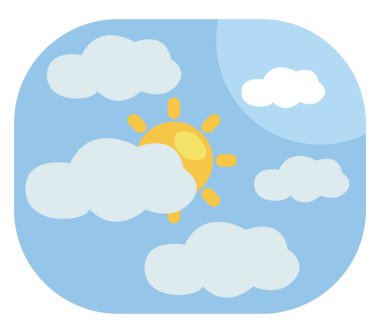 Parlak güneş manzarası, illüstrasyon, beyaz arkaplan üzerindeki vektör.