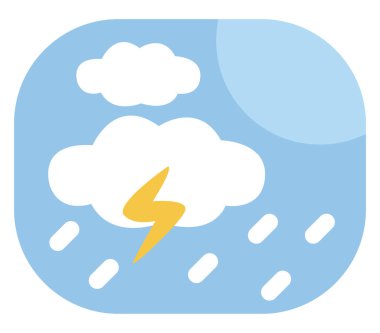 Gök gürültüsü manzarası, illüstrasyon, beyaz arkaplan üzerindeki vektör.