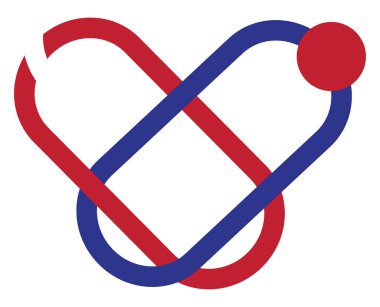 Beyaz zemin üzerinde logo kalp, illüstrasyon, vektör.