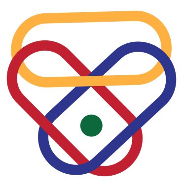 Kalp logosu birleşti, resim, vektör beyaz arkaplanda.