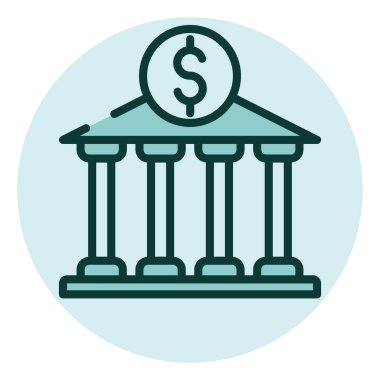 Banka binası, illüstrasyon, beyaz arkaplan üzerindeki vektör.