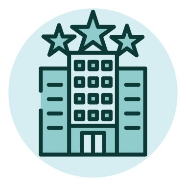 Otel binası, illüstrasyon, beyaz arkaplandaki vektör.