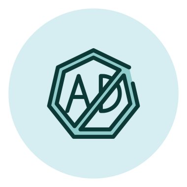 AD engelleyici, illüstrasyon, beyaz arkaplan üzerindeki vektör.