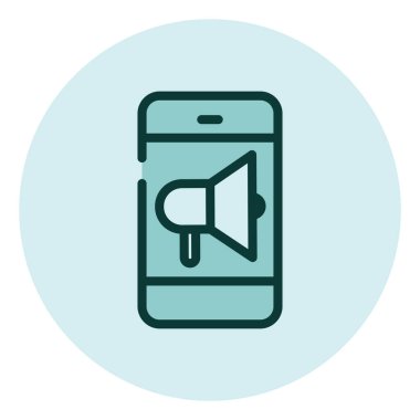 Mobil pazarlama, illüstrasyon, beyaz arkaplan üzerindeki vektör.