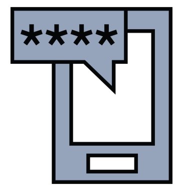 Çevrimiçi güvenlik cep telefonu, illüstrasyon, beyaz arkaplan üzerindeki vektör.