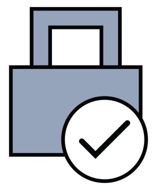 Çevrimiçi güvenlik onaylı parola, illüstrasyon, beyaz arkaplan üzerindeki vektör.