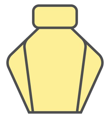 Sarı parfüm şişesi, illüstrasyon, beyaz arka planda vektör..