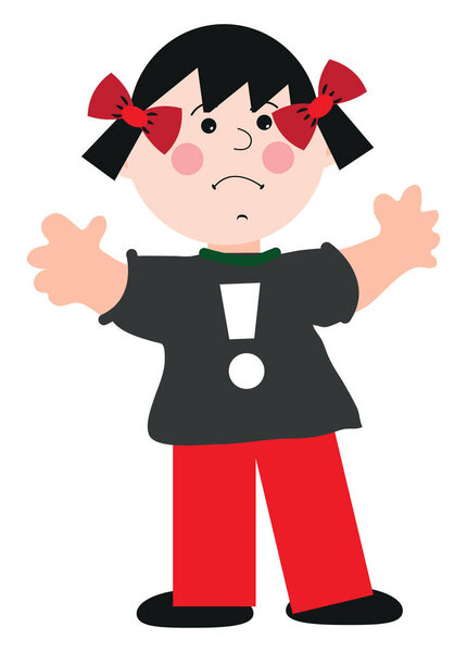 Девушка с каштановыми волосами, иллюстрация, вектор на белом фоне.