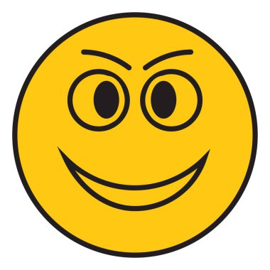 Şeytani tebessüm, illüstrasyon, beyaz arka plandaki vektör.