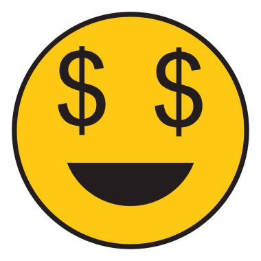 Para gülümsemesi, illüstrasyon, beyaz arkaplandaki vektör.