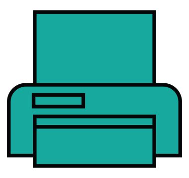 Teknoloji aygıtı yazıcısı, illüstrasyon, beyaz arkaplan üzerindeki vektör.