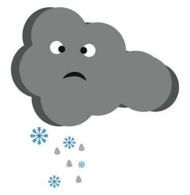 Yağmurlu kar, illüstrasyon, beyaz arkaplanda vektör.