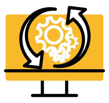 Beyaz arkaplan üzerinde geliştirme simgesi, illüstrasyon, vektör.