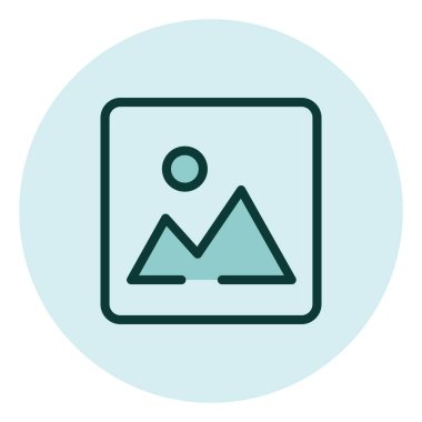 Beyaz arkaplan üzerindeki resim simgesi, illüstrasyon, vektör.