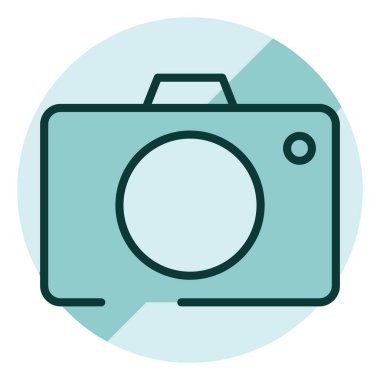 Beyaz arkaplanda kamera, illüstrasyon ve vektör olmaması uyarısı.