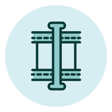 Beyaz arkaplan üzerinde video düzenleyici simgesi, illüstrasyon, vektör.