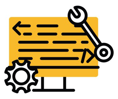 Beyaz arkaplan üzerinde optimizasyon simgesi, illüstrasyon, vektör.