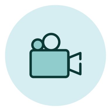 Beyaz arkaplanda video simgesi, illüstrasyon, vektör.