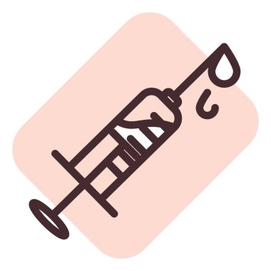 Beyaz zemin üzerinde enjeksiyon uyuşturucu ikonu, illüstrasyon, vektör.