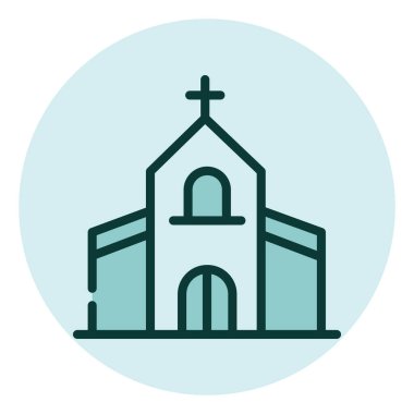 Düğün kilisesi, illüstrasyon, beyaz arka planda vektör..