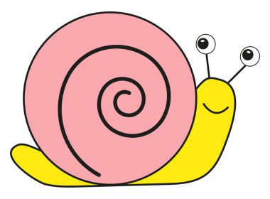 Pembe salyangoz, illüstrasyon, beyaz arkaplandaki vektör.