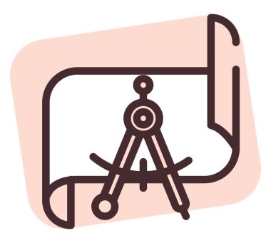 Mimari pusula, illüstrasyon, beyaz arkaplan üzerindeki vektör.