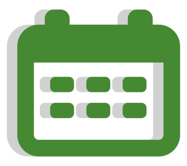 Beyaz arkaplanda yeşil bankacılık takvimi, illüstrasyon, vektör.