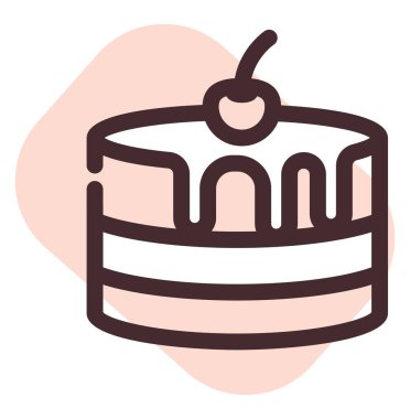 Kirazlı pasta, illüstrasyon, beyaz arkaplanda vektör.